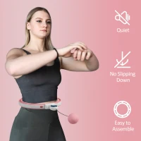 SPORTNOW Smart Weighted Hula Hoop, Massage Hula Ring w/ 16 Detachable Knots, 360° Auto-Rotating Ball, Digital Counter, Pink(m-7)