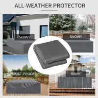 Outsunny 225x210cm Outdoor Garden Rattan Furniture Protective Cover Water UV Resistant Grey(m-6)