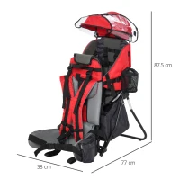 HOMCOM Baby Hiking Backpack Carrier Child Carrier with Ergonomic Hip Seat Detachable Rain Cover Adjustable Straps Stand for Toddler 6 - 36 Months Red(m-3)