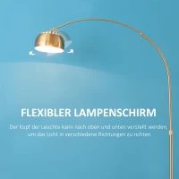 HOMCOM Bogenlampe Stehlampe Wohnzimmer mit vergoldeter Lampenschirm Stehleuchte 40W Bogenleuchte mit E27 Fassung Schirm für Schlafzimmer Büro Retro Metall Schwarz+Gold 30 x 100 x 167 cm(m-5)