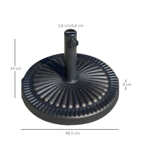 Outsunny Base de Sombrilla de Jardín Peso Neto 14,28 kg Soporte de Parasol Redondo Apto para Postes de 38mm/48mm Resina y Acero para Terraza Patio Exterior Ø48,5x33 cm Bronce(m-3)
