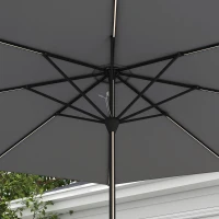 Outsunny 2.65m Garden Parasol, with LED Lights - Dark Grey(m-8)