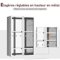 HOMCOM Armoire miroir rangement salle de bain meuble mural  acier inox. Argent dim. 38L x 20l x H60 cm(m-4)