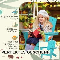 Outsunny Gartenstuhl, für Kinder 3-8 Jahre, breiter Sitz, hohe Rücklehne, wetterfest, blaugrün, 61,5 x 53 x 65 cm(m-6)