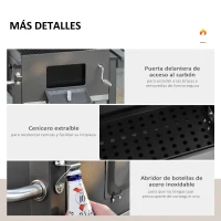 Outsunny Barbacoa de Carbón Vegetal con Ruedas Estantes Parilla Barril Carro de BBQ Picnic Acampada Smoker Ahumador de Carbón 115x56x108cm(m-6)