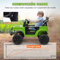 AIYAPLAY Coche Eléctrico para Niños con Batería 12V Mando a Distancia Velocidad Ajustable USB Faros Bocina Verde(m-5)