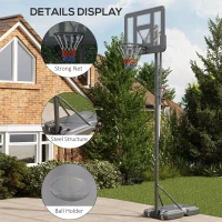SPORTNOW Height Adjustable Basketball System, Freestanding Basketball Hoop and Stand w/ Wheels, 2.35-3.05m(m-7)