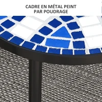 Outsunny Table bistro ronde de jardin table d'extérieur plateau mosaïque céramique acier Ø35 x 45,5H cm noir(m-6)