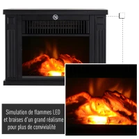 HOMCOM Cheminée électrique à Effet de Flamme poêle Style Contemporain Thermostat 600-1200 W Noir(m-6)