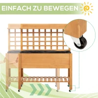 Outsunny Hochbeet Pflanztisch Blumentisch Arbeitstisch Gärtnertisch Gewächshaus Holzpflanztisch für Garten Balkon, 105 x 40 x 135 cm, Tanne, nicht gewebter Stoff, Braun(m-4)