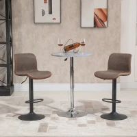 HOMCOM Bar Stools Set of 2, PU Leather Barstools with Backrest and Footrest for Kitchen, Counter, Breakfast Bar, Brown(m-2)