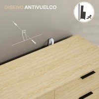 HOMCOM Cómoda para Dormitorio Moderno con 6 Cajones Diseño Anti-vuelco Cajonera para Salón Pasillo 110x40x75 cm Roble(m-6)
