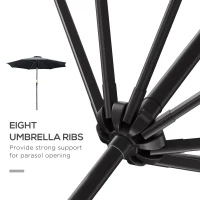 Outsunny 3(m) Tilting Parasol Garden Umbrellas, Outdoor Sun Shade with 8 Ribs, Tilt and Crank Handle for Balcony, Bench, Garden, Black(m-7)