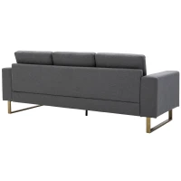 HOMCOM Sofá de Diseño Moderno de 3 plazas Acolchado y Tapizado Patas de Acero 200x82x78cm Carga 250kg(m-6)