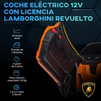 AIYAPLAY Coche Eléctrico para Niños de +3 Años Lamborghini Revuelto con Mando a Distancia Faros LED Bocina Música Naranja(m-4)