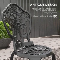 Outsunny Three-Piece Aluminium Floral Bistro Set - Black(m-4)