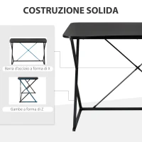 HOMCOM Scrivania per Camera e Ufficio Compatta e Salvaspazio, Scrivania Moderna in Metallo e MDF 100x60x75.5cm Nero(m-7)