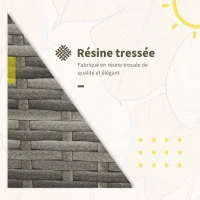 Outsunny Ensemble salon de jardin en résine tressée 3 pièces 2 fauteuils + table basse avec espace de rangement caché plateau ouvrable coussins fournis acier 50 x 40 x 54,5 cm gris et bleu(m-7)