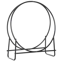 HOMCOM Range-bûches porte-bûches support bois de cheminée design contemporain 102L x 40l x 114H cm métal noir(m-1)