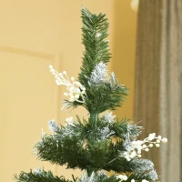 HOMCOM Albero di Natale Innevato 180cm con Bacche Decorative Bianche, Base Rimovibile Pieghevole, 603 Rami, Verde(m-9)