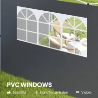 Outsunny 3 Meters Gazebo Replaceable Exchangeable Side Panel Wall Panels Walls With Window, Dark Grey(m-6)