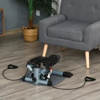 HOMCOM Mini Stepper Step Machine with Resistance Bands and Cushion Mat for Leg Arm Full Body Training Fitness Stair Stepper(m-9)