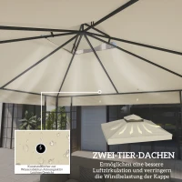 Outsunny 3 x 3 m Ersatzdach für Pavillon, Pavillon-Ersatzplane mit Wasserablauf-Löchern, UPF30+, Sonnenschutz, Cremeweiß(m-4)