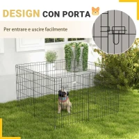 PawHut Recinto per Cani e Cuccioli, Box per Animali da 8 Pezzi in Filo di Ferro, 76 x 61cm Nero(m-7)