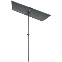 Outsunny Parasol de jardin inclinable auvent plat hauteur réglable polyester Anti-UV dim. 180L x 130l x 115-205H cm gris foncé(m-10)