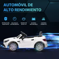 AIYAPLAY Coche Eléctrico Mercedes SLC 300 12V para Niños de 3-6 Años con Mando a Distancia Faros LED Bocina 107x62,5x44 cm Blanco(m-4)