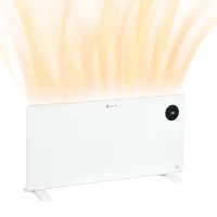HOMCOM 2000W Electric Convector Heater, Freestanding or Wall Mounted, Space Heater with Adjustable Thermostat, Timer, White(m-1)