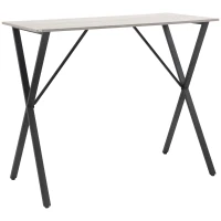 HOMCOM 120 cm Rectangular Bar Table for 4 People, Modern Breakfast Bar Table with Wood Effect Tabletop, Steel Legs, Coffee Desk for Living Room, White(m-11)