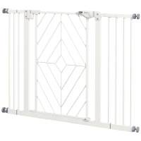 PawHut Pressure Fit Stair Gate Dog Gate w/ Auto Closing Door, Double Locking, Easy Installation, for 74-100cm Openings - White(m-11)