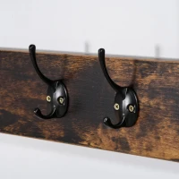 HOMCOM Garderobenständer mit 12 Haken und Schuhregal Kleiderständer Wandgarderobe Stahl Braun+Schwarz 100 x 40 x 184 cm(m-8)