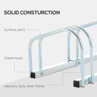 HOMCOM Bike Stand Parking Rack Floor or Wall Mount Bicycle Cycle Storage Locking Stand (4 Racks, Silver)(m-8)