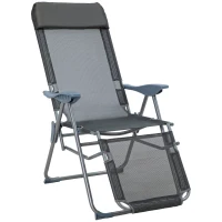 Outsunny Klappstuhl Gartenstuhl, wetterbeständig, klappbar, 63 cm x 81 cm x 108 cm, Grau + Silber(m-1)