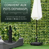 Outsunny Pied de parasol base de lestage parasol carré 4 roulettes dim. 45L x 45l x 39H cm HDPE noir(m-4)