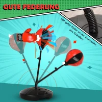 HOMCOM Kinder Boxstand, Boxsack,Punchingball Set mit Boxhandschuhe, Boxset für Kinder, höhenverstellbar Reaktionstraining, Schwarz+Rot, 38 x 38 x 78-120 cm(m-5)