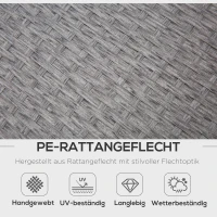 Outsunny Outdoor-Sitzgarnitur, 4-teilige Sitzgruppe, Gartenmöbelset mit Beistelltisch, Metall, Rattan, Grau, 172 x 67 x 74 cm(m-4)