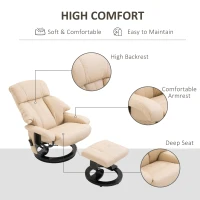 HOMCOM Electric Massage Recliner Chair with Ottoman, Faux Leather Swivel Recliner with Remote Control for Living Room, Beige(m-6)