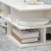 HOMCOM Mesa de Centro Cuadrada Moderna con Múltiples Estantes para Salón Oficina Dormitorio Estudio 70x70x36,5 cm Blanco(m-8)