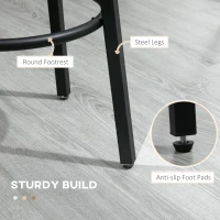 HOMCOM Bar Stools, Set of 2 Kitchen Breakfast Stools with Sturdy Steel Frame, Industrial Tall Bar Chairs, 65cm High Seat, Rustic Brown(m-5)