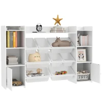 AIYAPLAY Kinder-Aufbewahrungsregal, Regal für Spielzeug und Bücher, zum übersichtlichen Aufräumen, 8 herausnehmbare Boxen, Weiß(m-10)