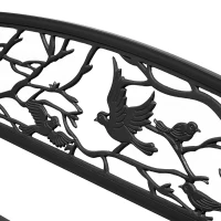 Outsunny Banc de Jardin 3 Places banc extérieur jardin Style Rural Chic pour balcon terrasse patio 127 x 60 x 85 cm métal époxy anticorrosion Noir(m-7)