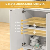 HOMCOM Sideboard, Modern Storage Cabinet with 2 Drawers, 3 Doors and Adjustable Shelves, Kitchen Cabinet for Living Room, Dining Room, High Gloss White(m-5)