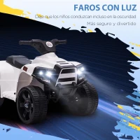 HOMCOM Quad Eléctrico para Niños 18-36 Meses Cuatrimoto Infantil a Batería 6V Faros Bocina Velocidad 0-3 km/h 65x40x43cm Blanco(m-6)