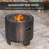 Outsunny Feuerschale Feuerstelle Feuertonne, wetterbeständig, 45 x 45 x 42 cm, Schwarz + Bronze(m-6)