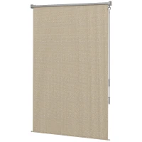 Outsunny Außenrollo, 120 x 185cm, mit Handkurbel, Wand-/Deckenmontage, Aluminiumrahmen, Beige(m-1)