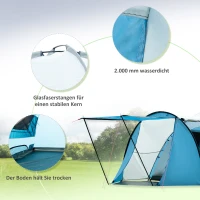Outsunny Campingzelt für 3 Personen, inkl. Tragtasche, herausnehmbare Trennwand, Wasserdicht, Blau(m-6)
