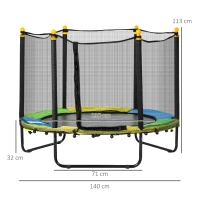 ZONEKIZ Trampoline rond enfant avec filet de protection capacité 50 kg pour adultes et enfants diamètre 140 cm bleu et noir(m-3)
